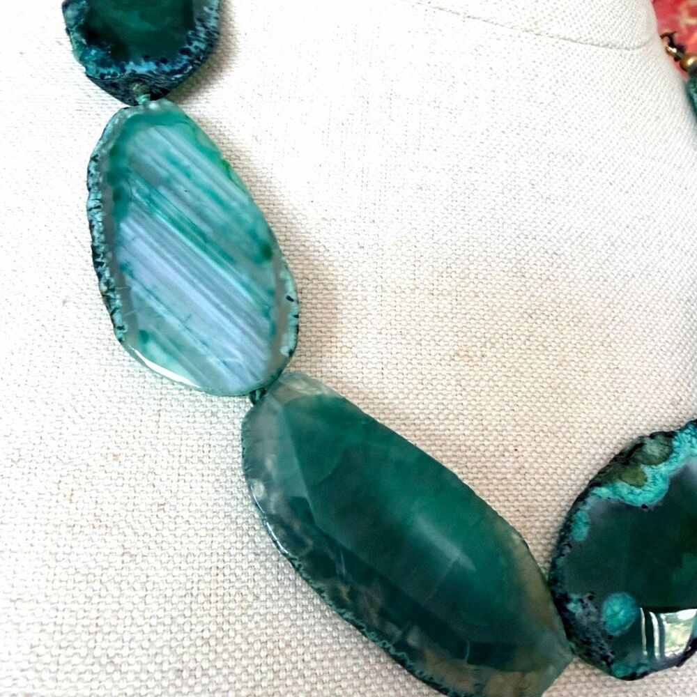 Kenneth Lane Green Agate Slice Statement Necklace - Picture 2 of 10